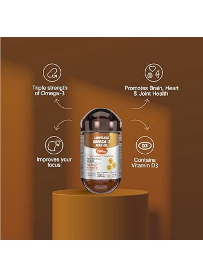 Limitless Omega 3 Fish Oil Capsules, 2000 mg, 30 Capsules - Image 4
